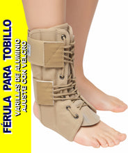 Cargar imagen en el visor de la galería, FERULA PARA TOBILLO VARILLAS DE ALUMINIO INMOVILIZADOR OCRE