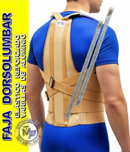Cargar imagen en el visor de la galería, FAJA DORSOLUMBAR ELASTICA REFORZADA VARILLAS DE ALUMINIO FAJA DORSAL ESPALDA ALTA Y BAJA
