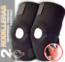 Cargar imagen en el visor de la galería, PAR DE RODILLERA ABIERTA CON ESTABILIZADOR DE ROTULA - BASICA NEOPRENO TERMICA AJUSTABLE UNITALLA