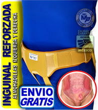 Cargar imagen en el visor de la galería, FAJA PARA HERNIA INGUINAL ELASTICO REFORZADO OCRE ALMOHADILLAS IZQUIERDA Y DERECHA HERNIA INGLE