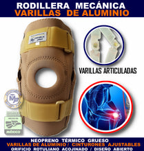 Cargar imagen en el visor de la galería, RODILLERA MECANICA ABIERTA NEOPRENO VARILLAS DE ALUMINIO ARTICULADAS