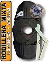 Cargar imagen en el visor de la galería, RODILLERA MIXTA COMBINACION MECANICA Y LIGAMENTOS CRUZADOS ABIERTA NEOPRENO NEGRO
