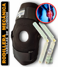 Cargar imagen en el visor de la galería, RODILLERA MECANICA RODILLERA ABIERTA DE NEOPRENO NEGRO CON VARILLAS DE ALUMINIO ARTICULADAS