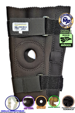 Cargar imagen en el visor de la galería, RODILLERA MECANICA RODILLERA ABIERTA DE NEOPRENO NEGRO CON VARILLAS DE ALUMINIO ARTICULADAS