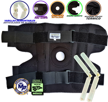 Cargar imagen en el visor de la galería, RODILLERA MECANICA RODILLERA ABIERTA DE NEOPRENO NEGRO CON VARILLAS DE ALUMINIO ARTICULADAS