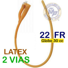 Cargar imagen en el visor de la galería, SONDA FOLEY LATEX 2 VIAS GLOBO 20 - 30 CC DRENAJE URINARIO