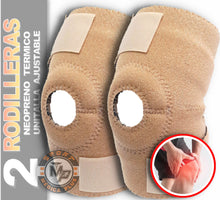 Cargar imagen en el visor de la galería, PAR DE RODILLERA ABIERTA CON ESTABILIZADOR DE ROTULA - BASICA NEOPRENO TERMICA AJUSTABLE UNITALLA