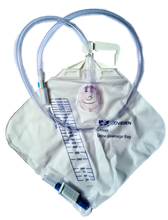 Cargar imagen en el visor de la galería, BOLSA RECOLECTORA DE ORINA DOVER 2 LT CAMARA ANTIRREFLUJO COMPATIBLE SONDA FOLEY DRENAJE URINARIO
