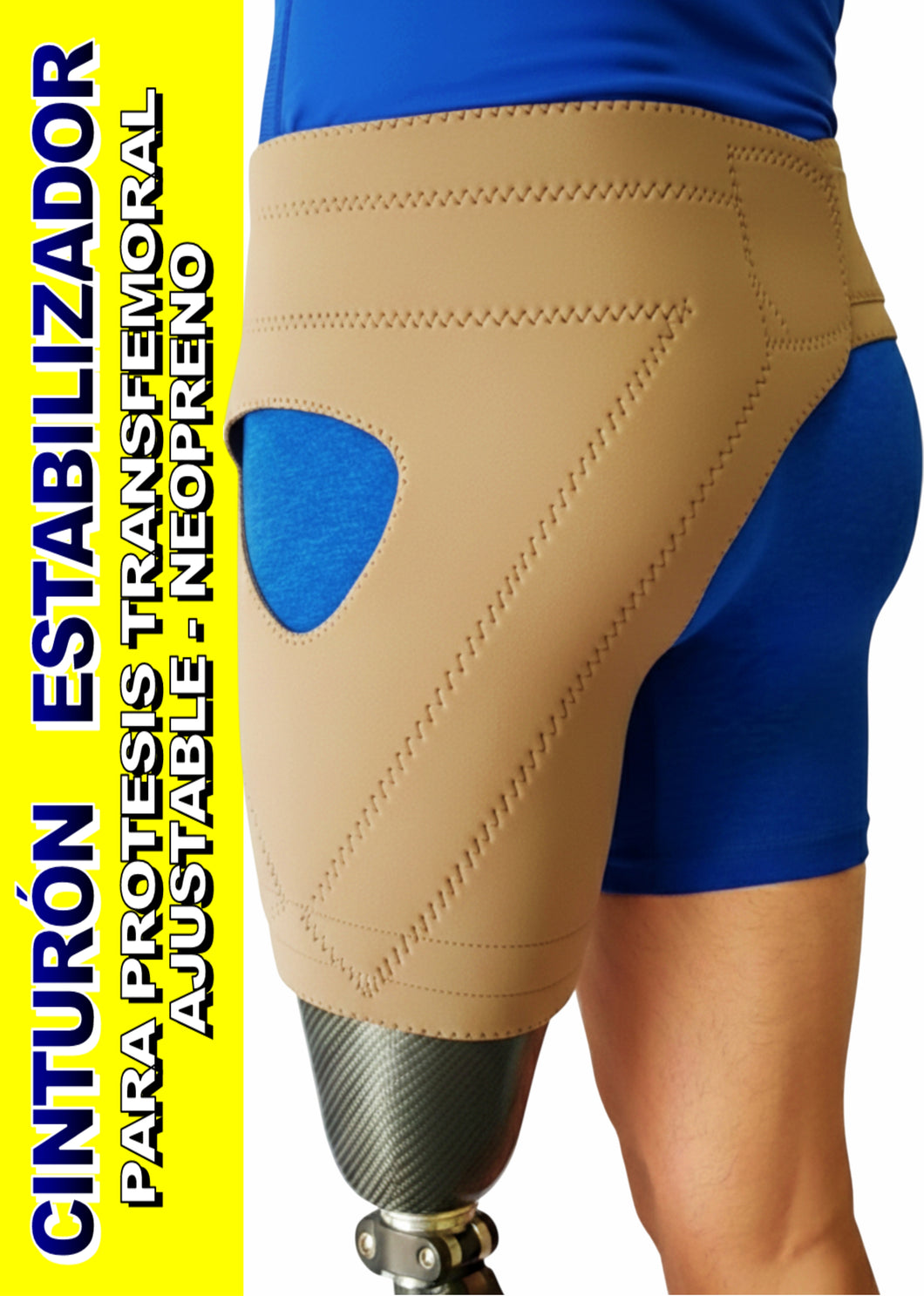 CINTURON DE NEOPRENO OCRE PARA PROTESIS ESTABILIZADOR CON ANTIDERRAPANTE