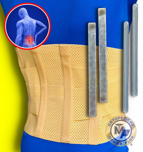 FAJA LUMBOSACRA TRANSPIRABLE REFORZADA VARILLAS DE ALUMINIO Y PLASTICO INTERCAMBIABLES FAJA SACROLUMBAR