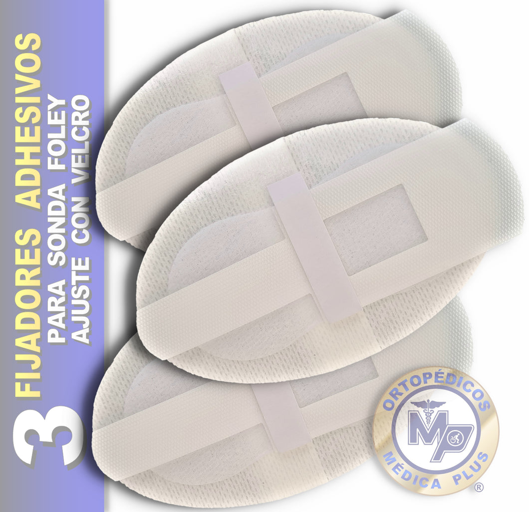 FIJADOR ADHESIVO PARA CATETER O SONDA - 3 PIEZAS - SUJETADOR AJUSTE CON VELCRO