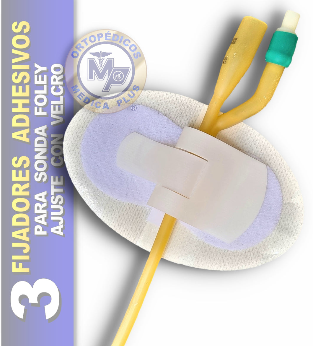 SUJETADOR ADHESIVO PARA CATETER O SONDA - 3 PIEZAS - FIJADOR AJUSTE CON VELCRO