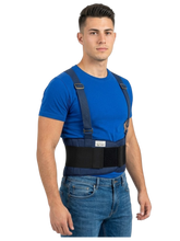 Cargar imagen en el visor de la galería, FAJA INDUSTRIAL NO ELASTICA EN LONETA SOPORTE LUMBAR
