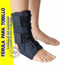 Cargar imagen en el visor de la galería, FERULA PARA TOBILLO VARILLAS DE ALUMINIO INMOVILIZADOR AZUL
