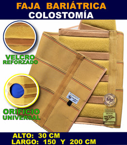 FAJA 30 CM PARA SOBREPESO COLOSTOMIA ORIFICIO UNIVERSAL 10 CM FUNDA - FAJA BARIÁTRICA OSTOMIA UROSTOMIA