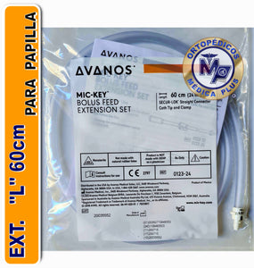 EXTENSION L + 60 CM PARA PAPILLA CON PINZA MODELO 0123-24 CALIBRE GRUESO COMPATIBLE BOTON GASTRICO DE GASTROSTOMIA AVANOS