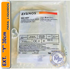 EXTENSION Y - 30 CM CON PINZA MODELO 0121-12 CALIBRE DELGADO PARA LIQUIDOS COMPATIBLE CON BOTON GASTRICO DE GASTROSTOMIA AVANOS EXTENSION 0121-12
