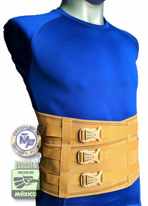 FAJA LUMBOSACRA CON HEBILLAS 3 BROCHES REFORZADA VARILLAS ALUMINIO Y PLASTICO