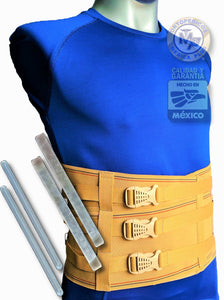 FAJA LUMBOSACRA CON HEBILLAS 3 BROCHES REFORZADA VARILLAS ALUMINIO Y PLASTICO