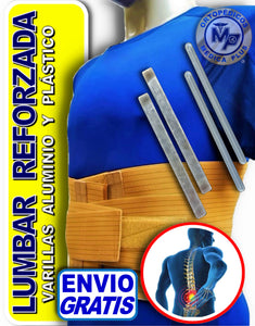 FAJA LUMBOSACRA ELASTICA REFORZADA VARILLAS DE ALUMINIO Y PLASTICO INTERCAMBIABLES FAJA SACROLUMBAR
