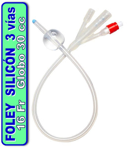 SONDA FOLEY DE SILICON 3 VIAS GLOBO 30 CC VARIOS CALIBRES - SONDA PARA DRENAJE URINARIO SONDA FOLEY 3 VÍAS DE SILICON -