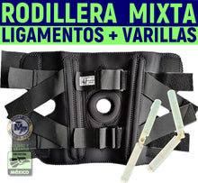 Cargar imagen en el visor de la galería, RODILLERA MIXTA COMBINACION MECANICA Y LIGAMENTOS CRUZADOS ABIERTA NEOPRENO NEGRO
