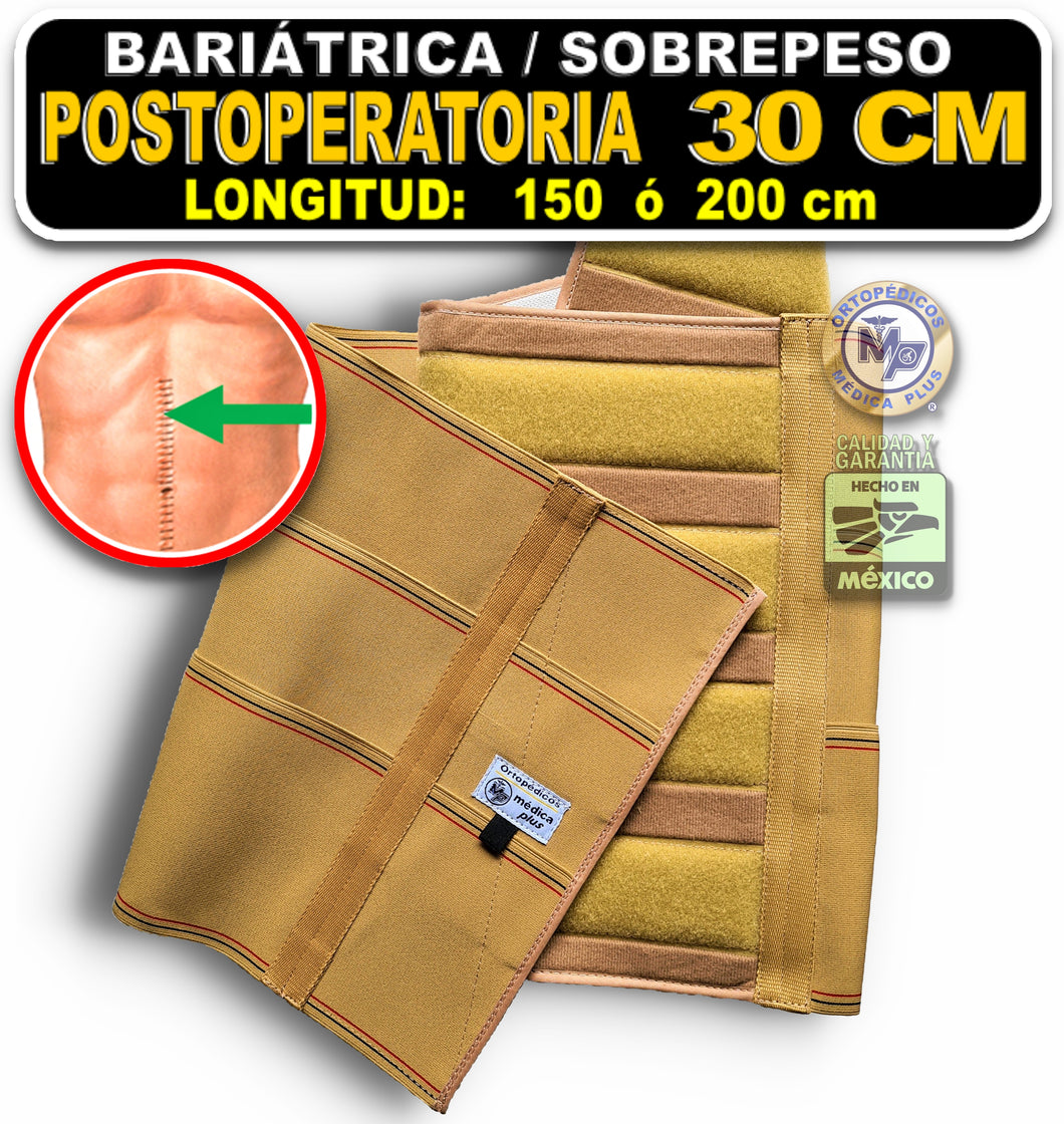 FAJA 30 CM POSTOPERATORIA PARA SOBREPESO REFORZADA ABDOMINAL POSTQUIRURGICA BARIÁTRICA