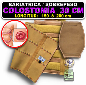 FAJA 30 CM PARA SOBREPESO COLOSTOMIA ORIFICIO UNIVERSAL 10 CM FUNDA - FAJA BARIÁTRICA OSTOMIA UROSTOMIA