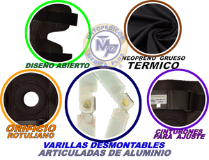 RODILLERA MECANICA RODILLERA ABIERTA DE NEOPRENO NEGRO CON VARILLAS DE ALUMINIO ARTICULADAS