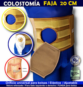 FAJA 20 CM PARA COLOSTOMIA ORIFICIO UNIVERSAL ELASTICA CON FUNDA INCLUIDA - UROSTOMIA OSTOMIA