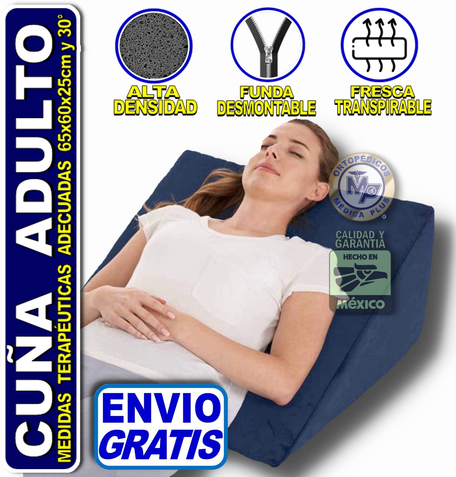 CUÑA ANTIRREFLUJO ADULTO RESPALDO - ALMOHADA PARA VARICES – ORTOPEDICOS  MEDICA PLUS