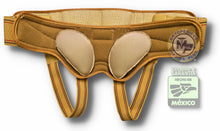 Cargar imagen en el visor de la galería, FAJA PARA HERNIA INGUINAL ELASTICO REFORZADO OCRE ALMOHADILLAS IZQUIERDA Y DERECHA HERNIA INGLE
