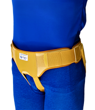 Cargar imagen en el visor de la galería, FAJA PARA HERNIA INGUINAL ELASTICO REFORZADO OCRE ALMOHADILLAS IZQUIERDA Y DERECHA HERNIA INGLE
