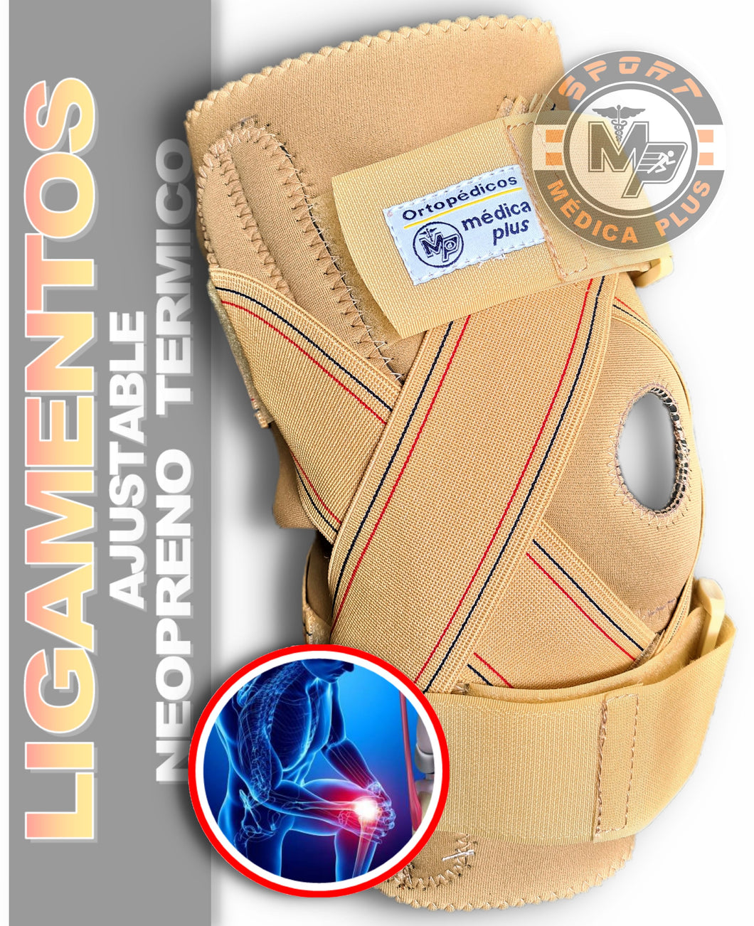 RODILLERA PARA LIGAMENTOS CRUZADOS ABIERTA NEOPRENO TERMICO AJUSTABLE