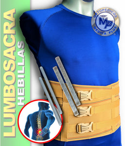 FAJA LUMBOSACRA CON HEBILLAS 3 BROCHES REFORZADA VARILLAS ALUMINIO Y PLASTICO