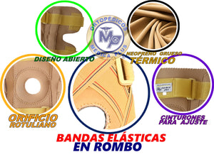 RODILLERA PARA LIGAMENTOS CRUZADOS ABIERTA NEOPRENO TERMICO AJUSTABLE